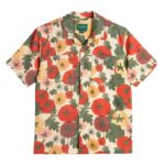 Camicia maniche corte taglio maschile, 2 tasche sul petto, motivo pomodori