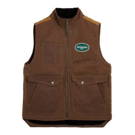 Gilet multitasche con chiusura a zip colore marrone