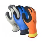 3 modelli di guanto bianco, blu e arancione per differente protezione