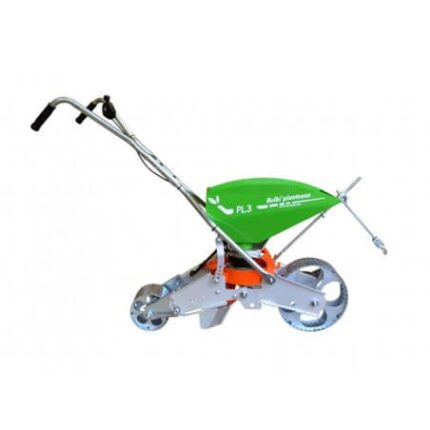 Seminatrice PL3 con tramoggia di carico bulbi di cipolla, manubrio a 2 mani, assolcatore e ruote