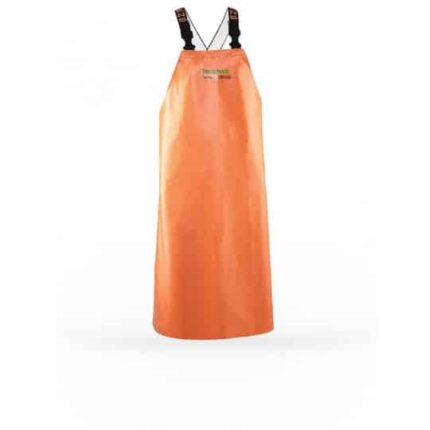 Lungo grembiale arancione impermeabile con bretelle regolabili